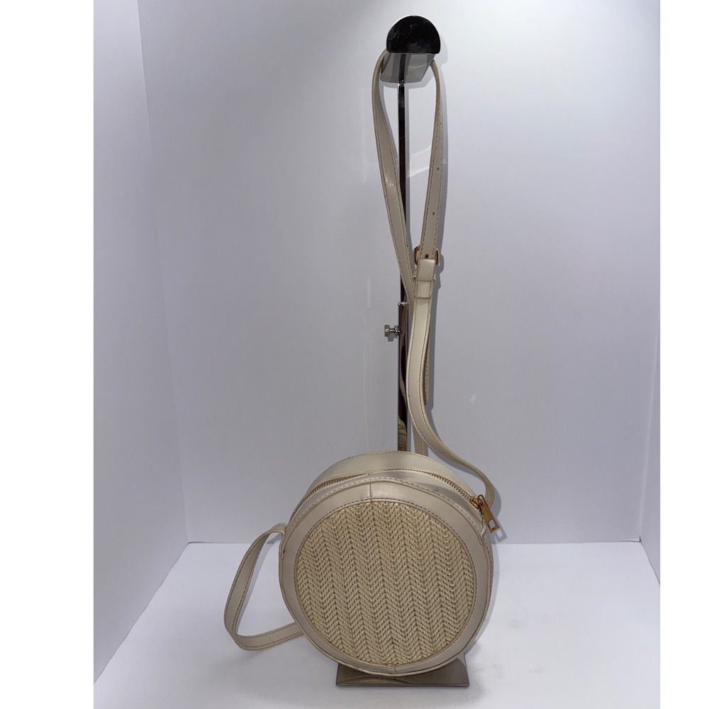 Sole Society Round Woven Crossbody‎ Purse Bag Beachy Coastal Summer Minimalist